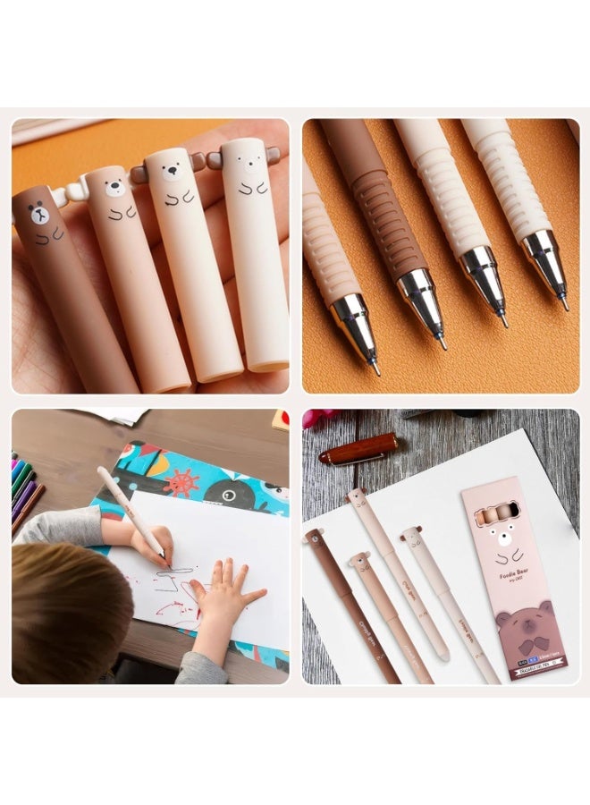 سيوسي Erasable Gel Pens Set, Fine Tip Blue Ink Pens with Bear Design, Smooth Writing & Friction Erasable for Students, Office Work, Sketching, Note-Taking, Cute Bear Theme(0.5mm, 8-Pack) - Image 5